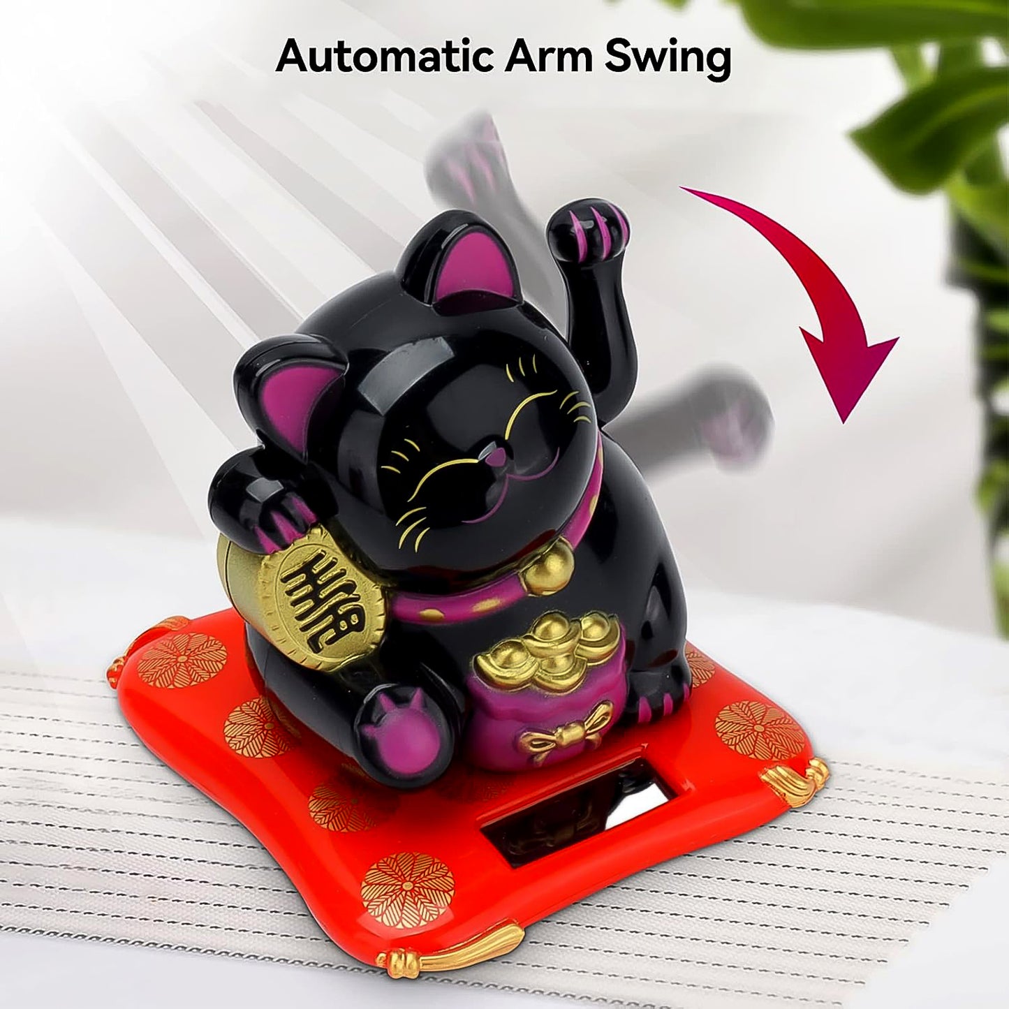 Solar Powered Happy Cat Beautiful With Arm Waves Wealth Cat (1 Pc Mix Color) - Happy Price - Image 2