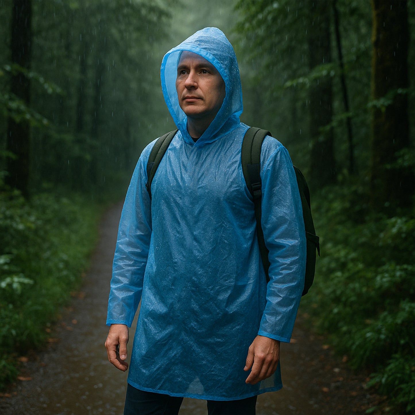 Ultra Lightweight Disposable Raincoat With Hood For Adults (1 Pc) - Happy Price - Image 5