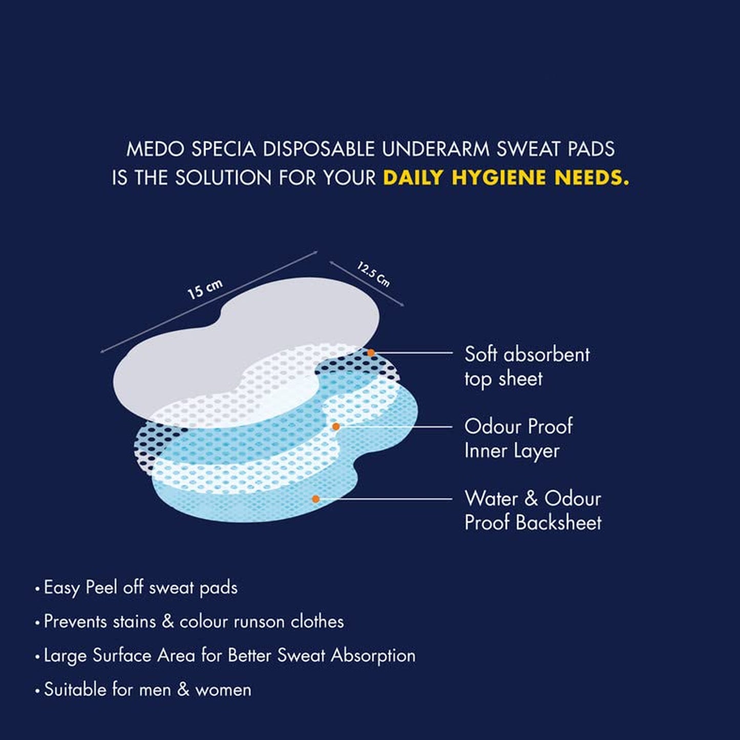 Underarms Sweat Pads Disposable Highly Absorbent Pads Cotton Anti-allergic Anti Bacteria Anti Smell Underarm Perspiration Pad For Men And Women (Pack Of 10) - Happy Price - Image 6