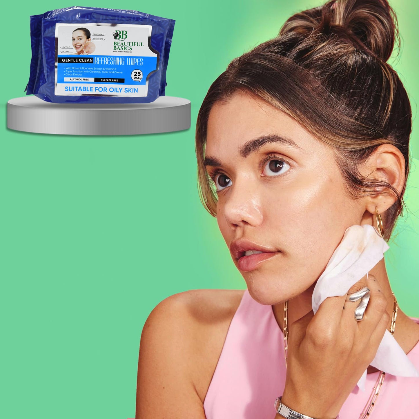 Refreshing Wet Wipes For Face Facial Cleansing Refreshing Skin Hydration Soothing For Skin Ph Balance Alcohol Free Nourishing With Fruit Extract 25 Wipes - Happy Price - Image 2