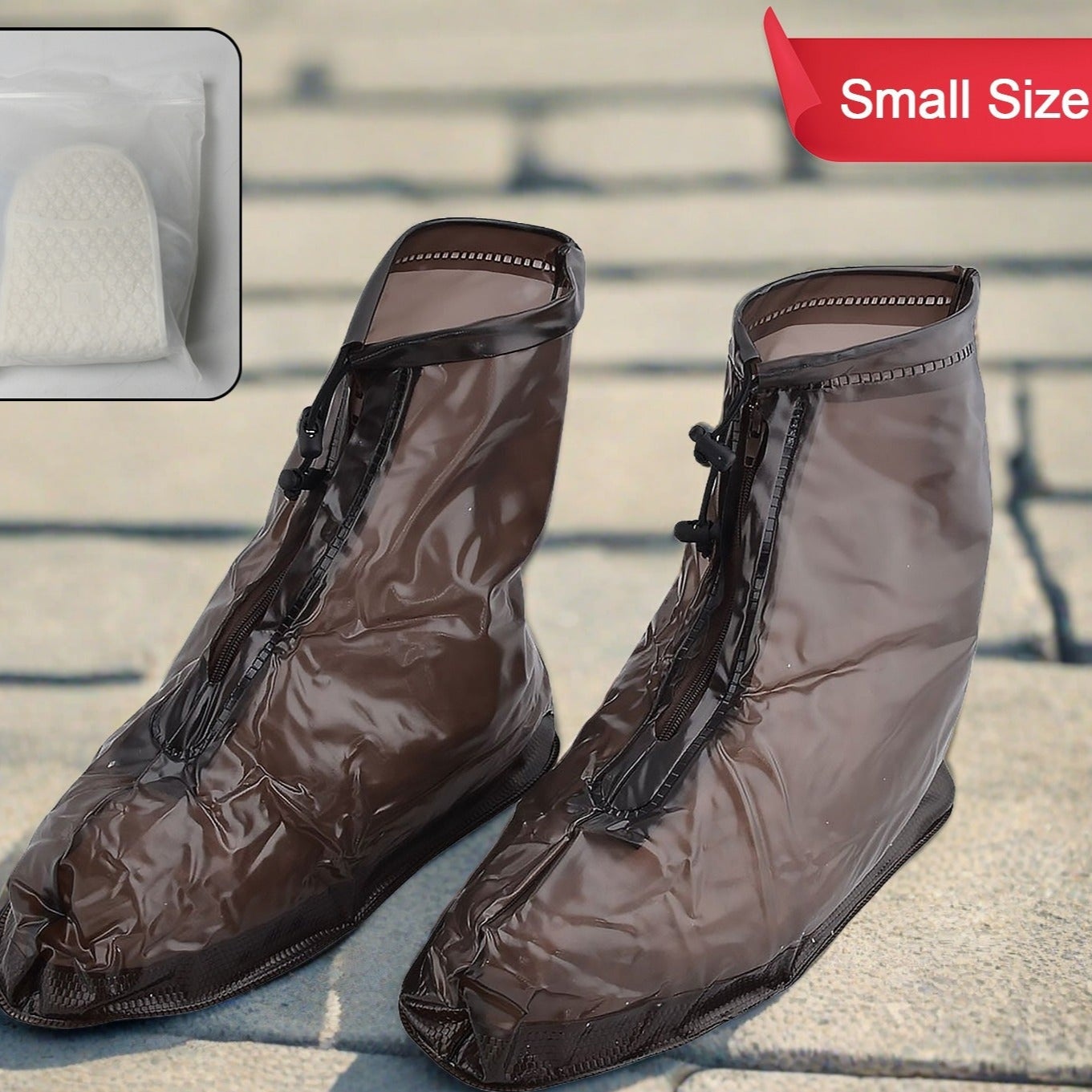 Plastic Shoes Cover Reusable Anti-slip Boots Zippered Overshoes Covers Transparent Waterproof Snow Rain Boots For Kids Adult Shoes For Rainy Season (1 Pair) - Happy Price - Image 1