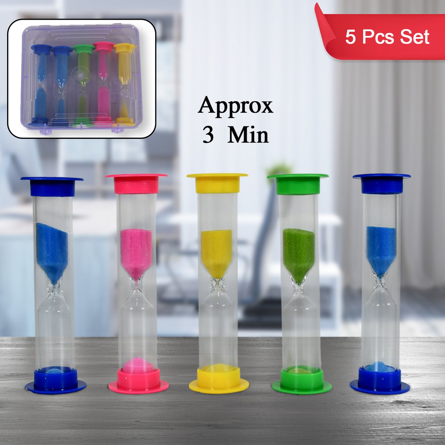Sand Timer Plastic Hourglass Sand Glass Toy Sand Clock For Kitchen Office School And Brushing Teeth For Bathroom Timer Clock Children Hourglass Sand Glass Toothbrush Household Sand Clock (3 Min Approx 5 Pc) - Happy Price - Image 2