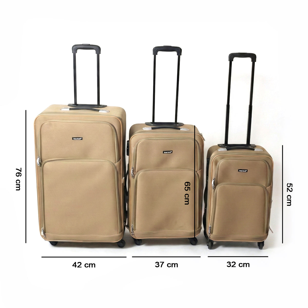 3 Piece Soft Side Trolley Luggage Set with Wheels - Happy Price - Image 5