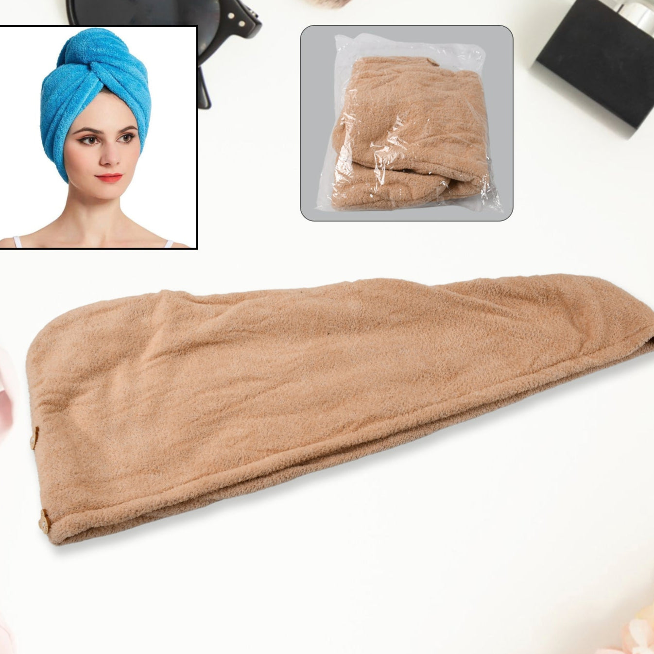 Microfiber Hair Wrap Towel Cap Quick Turban Hair-drying Absorbent Microfiber Towel Dry Shower Caps (1 Pc) - Happy Price - Image 1