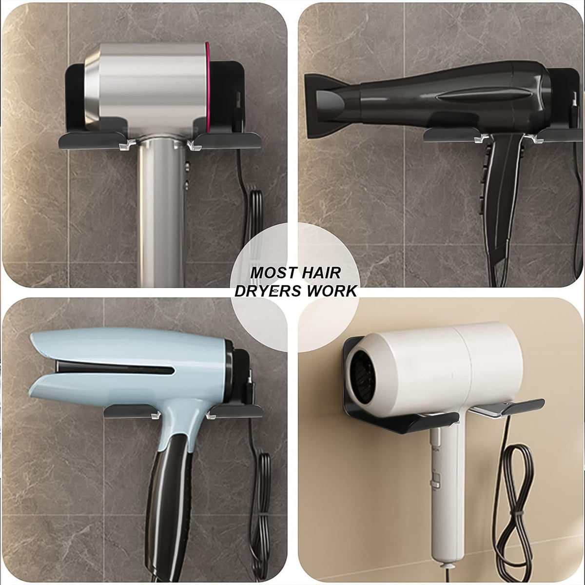 Wall Mounted Hair Dryer Holder - Plastic Organizer Rack for Bathroom & Bedroom - Happy Price - Image 5