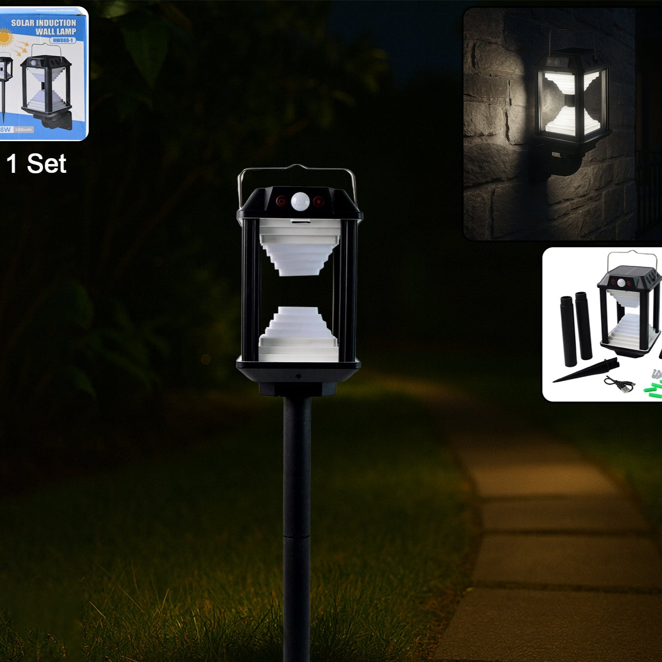 Solar Motion Sensor LED Wall Lamp - Waterproof Outdoor Light (1 Set) - Happy Price - Image 1