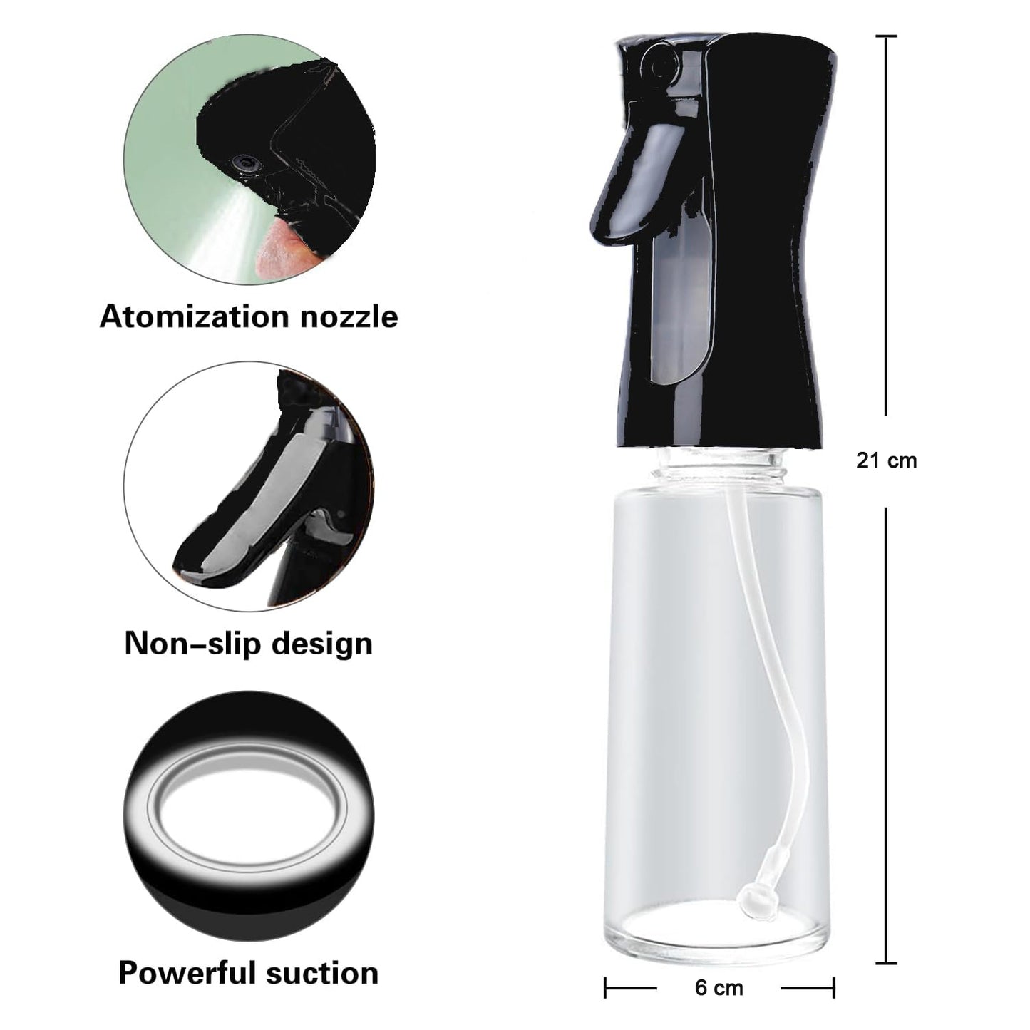 Glass Oil Spray Bottle - 300ml Fine Mist Sprayer for Cooking - Great Price - Image 4