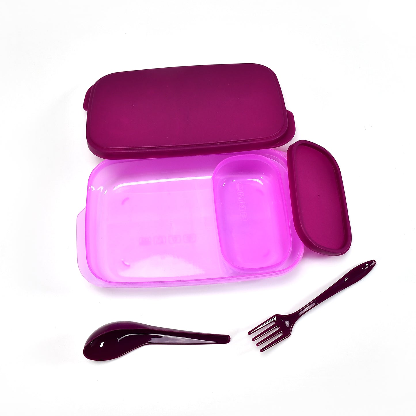Unbreakable Divine Leak Proof Plastic Lunch Box Food Grade Plastic Bpa-free 2 Containers With Spoon - Happy Price - Image 2