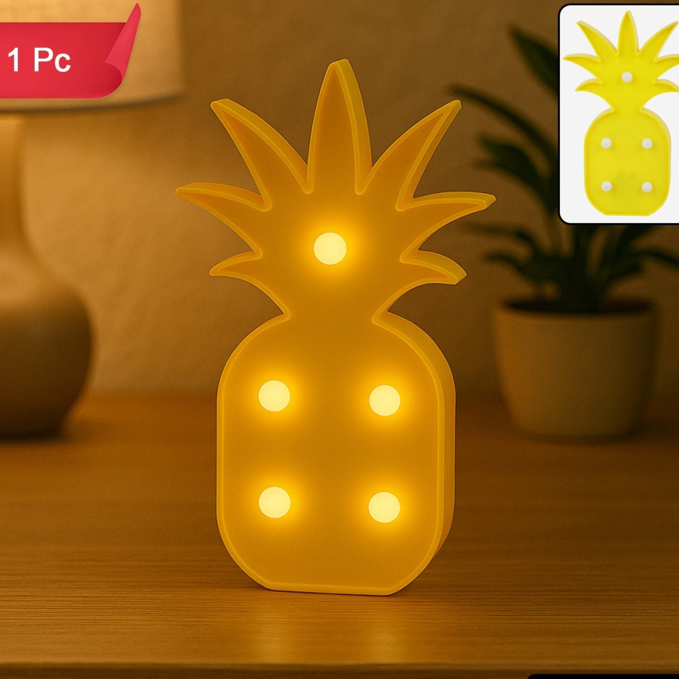 Pineapple Shaped LED Decorative Night Light - Battery Operated Lamp (1 Pc) - Happy Price - Image 1