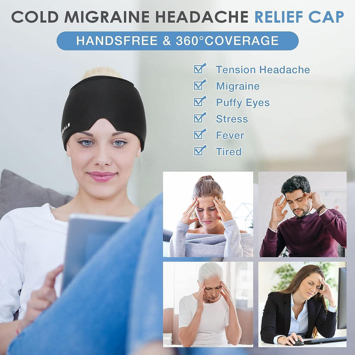 Hot Cold Therapy Headache Relief Cap for Migraine & Stress (1 Pc) - Happy Price - Image 4
