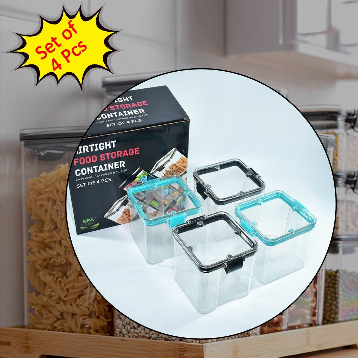 4pc Square Container 700ml Used For Storing Types Of Food Stuffs And Items. - Happy Price - Image 1