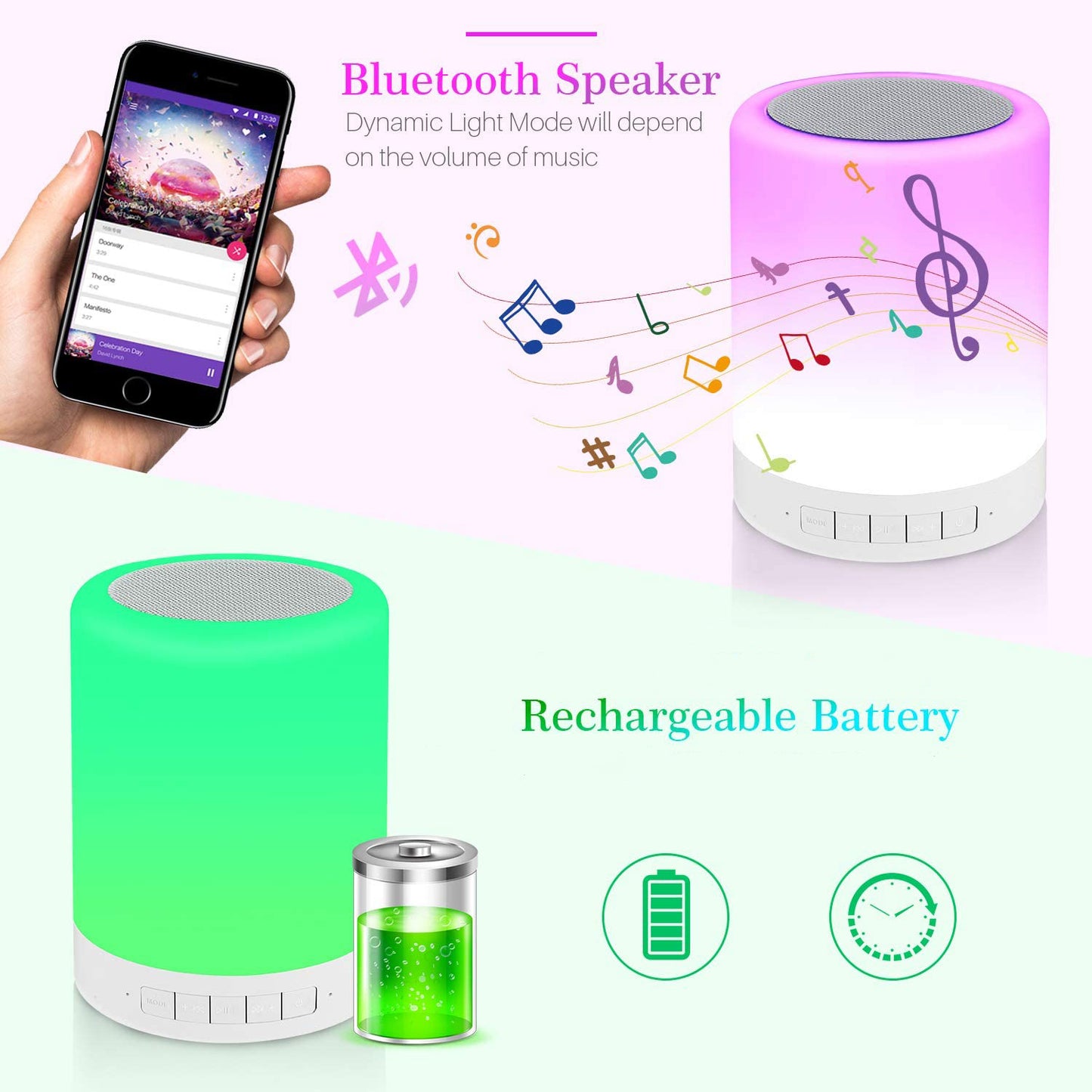 Wireless LED Touch Lamp with Bluetooth Speaker - Happy Price - Image 4