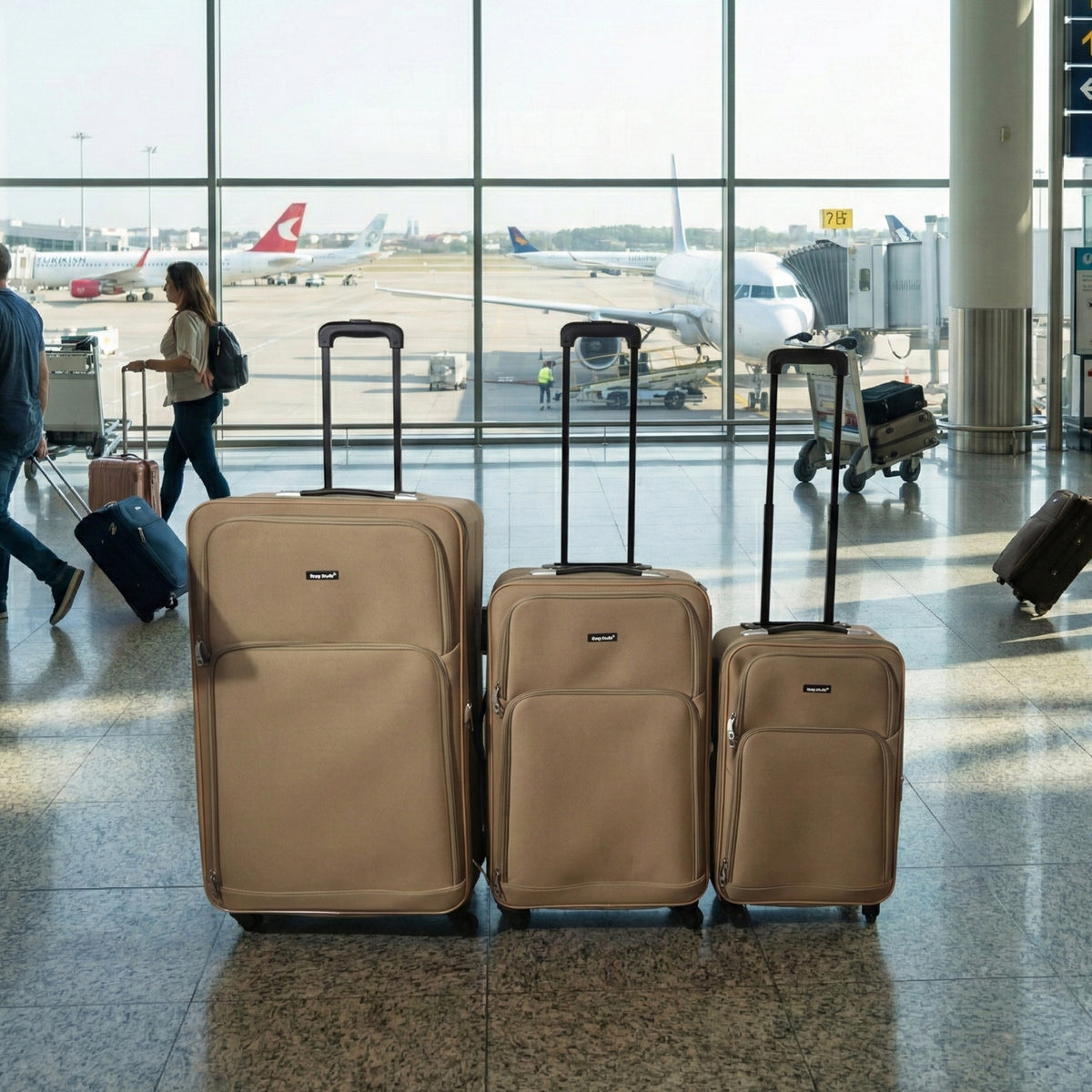 3 Piece Soft Side Trolley Luggage Set with Wheels - Happy Price - Image 6