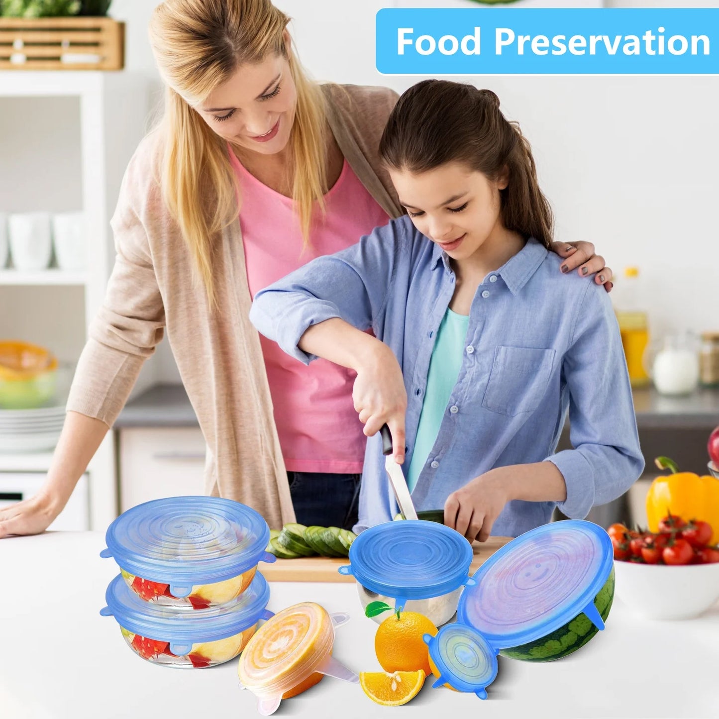 Set of 4 Reusable Silicone Stretch Food Lids for Bowls & Containers - Happy Price - Image 5
