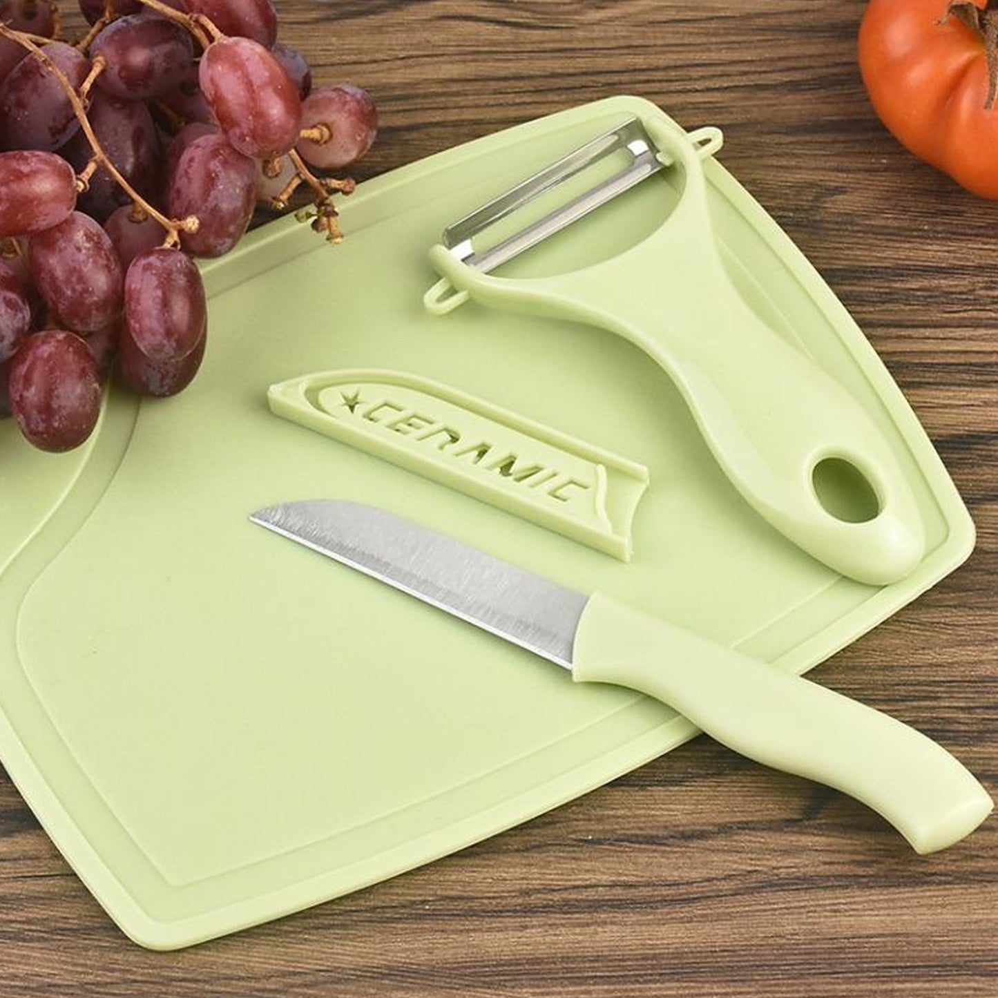 Plastic Kitchen Peeler - Green Classic Stainless Steel 3-piece Knife Set Combo - Happy Price - Image 4