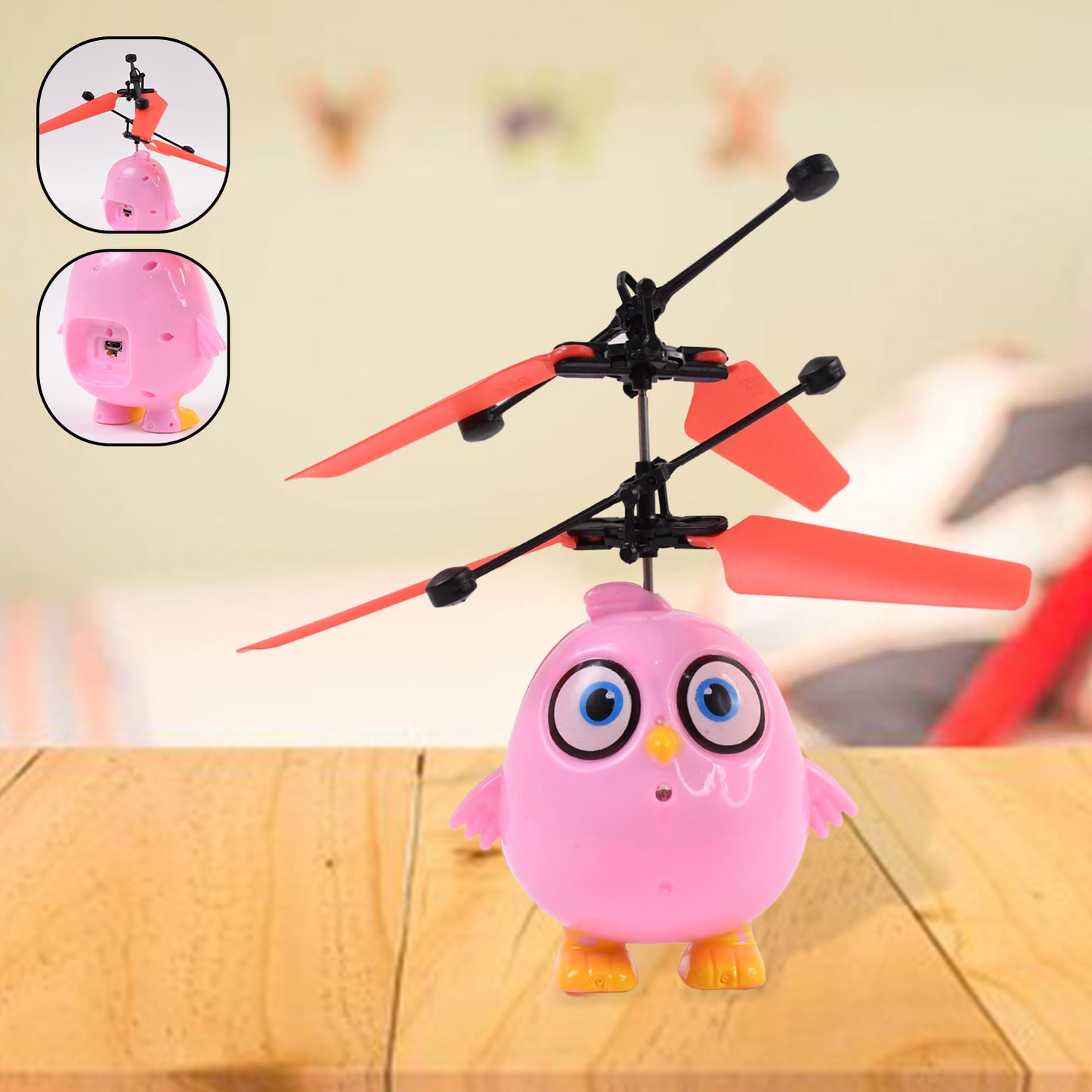 Pink Owl Remote Control Flying Toy with LED Lights (1 Set) - Great Price - Image 4
