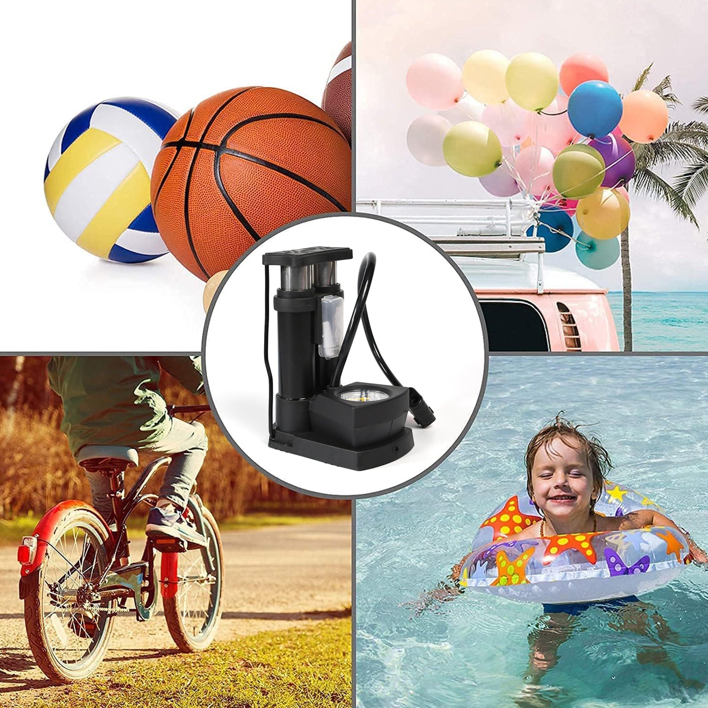 Portable Mini Bike Pumpcycle Pump Foot Activated With Gauge Floor Bicycle Pump Cycle Pump - Happy Price - Image 5