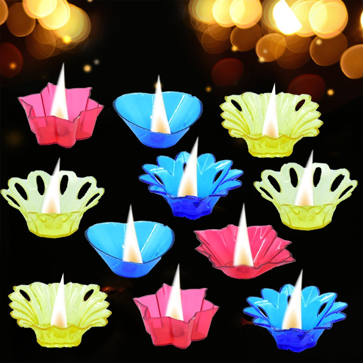 Multicolor Candle Cups - Heart, Flower, Star Shapes (12 Pc Set) - Great Price - Image 3