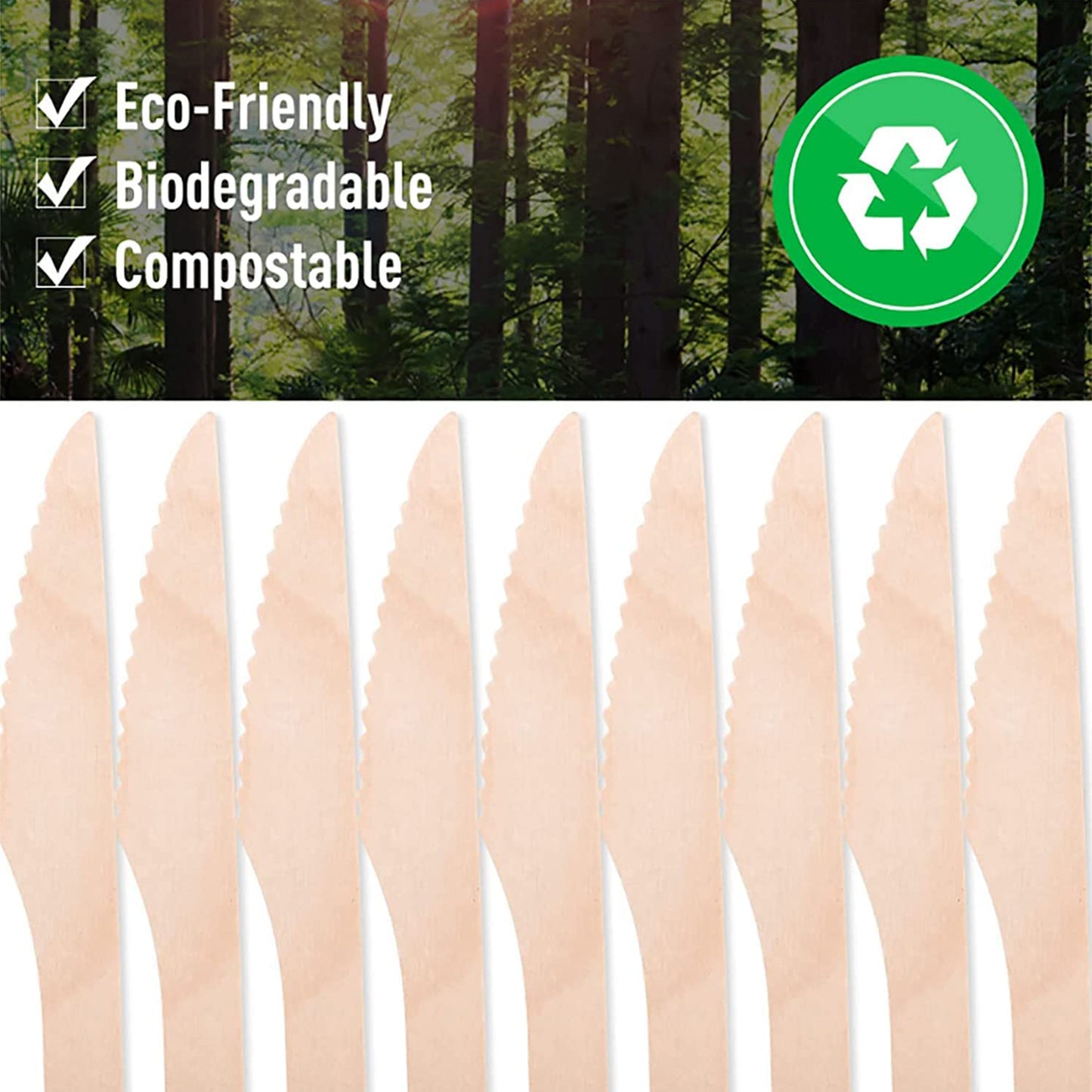 165mm Birchwood Knives - 30 Pcs Pack | Eco-Friendly Disposable Cutlery - Happy Price - Image 3