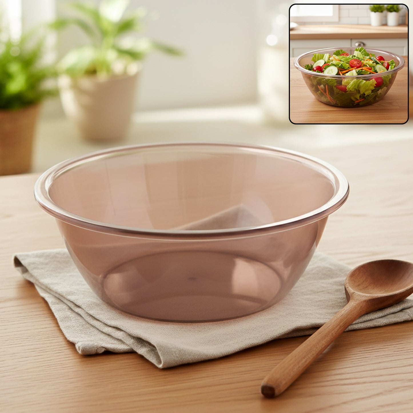 Clear Round Kitchen Bowl for Mixing & Serving - 25 cm, 1 Piece - Happy Price - Image 2
