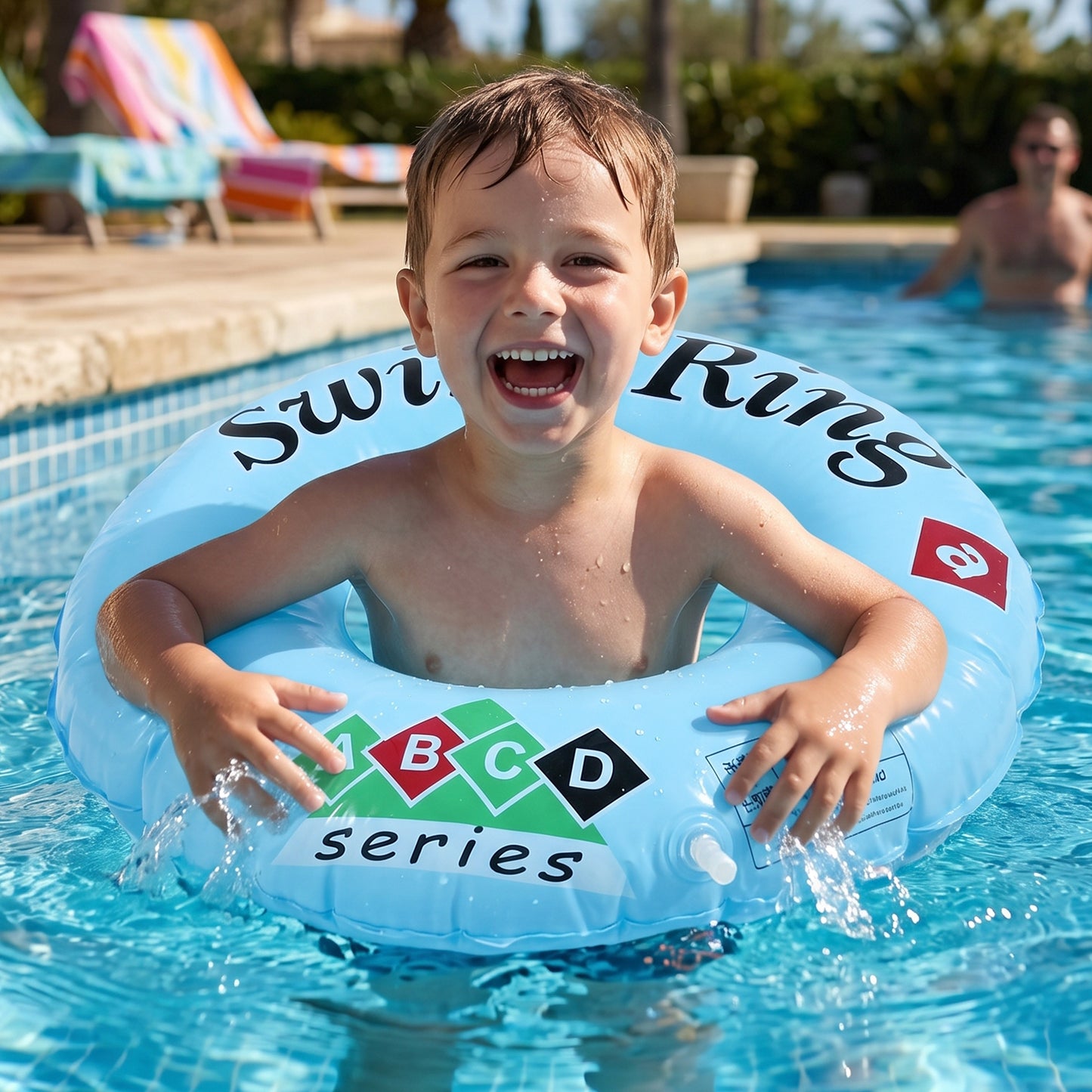 Classic Inflatable Swim Ring For Kids Pool Tube Float Abcd Design 1 Pc