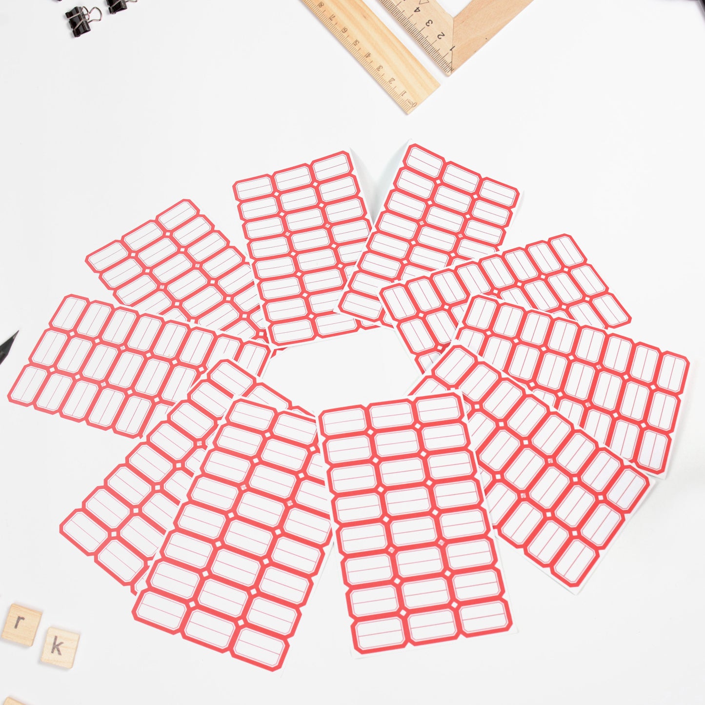 10 Sheets Blank Red Border Writable Sticker Labels - Self-Adhesive Organizer Tags - Happy Price - Image 2