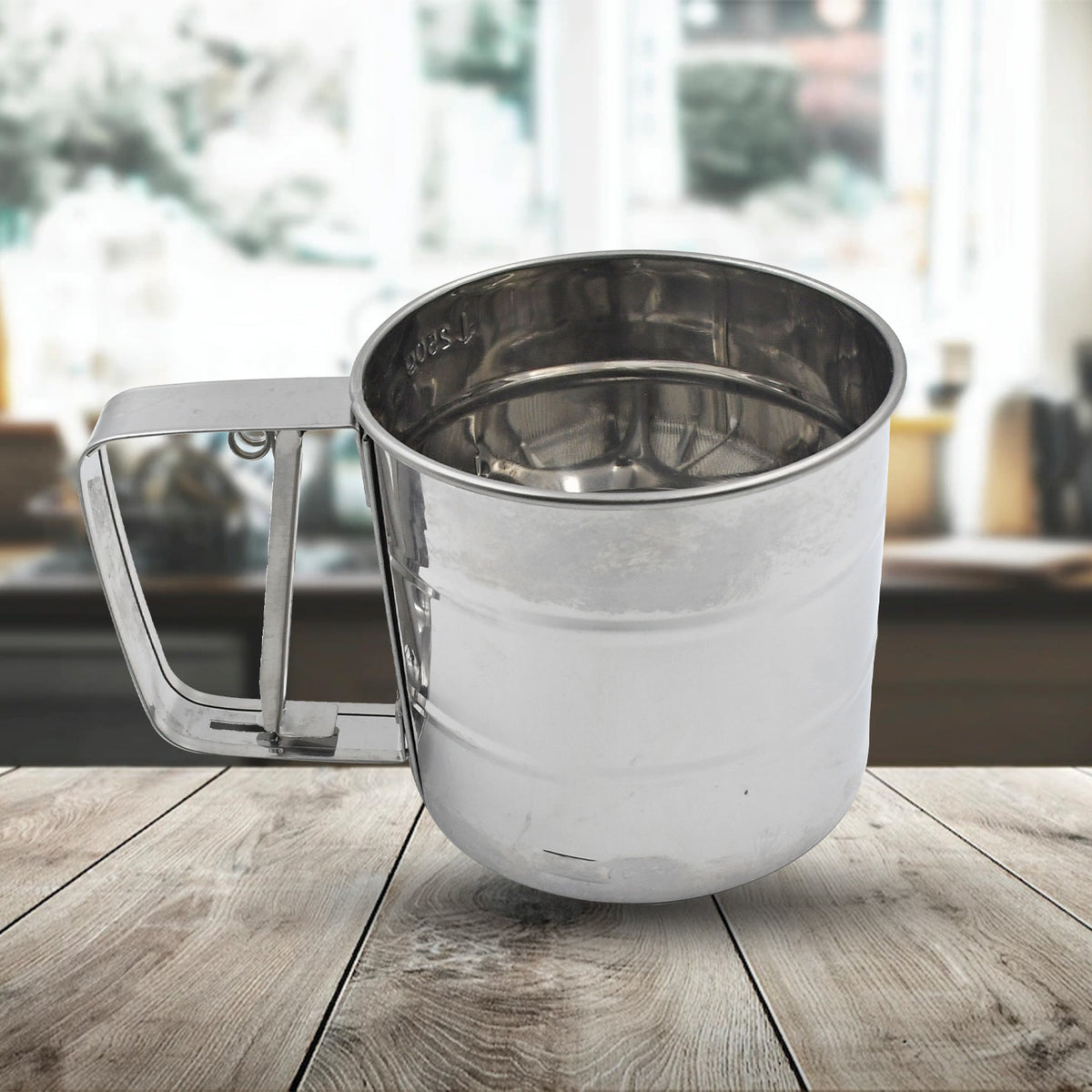 Manual Stainless Steel Flour Sifter Cup with Measuring Marks - Happy Price - Image 2