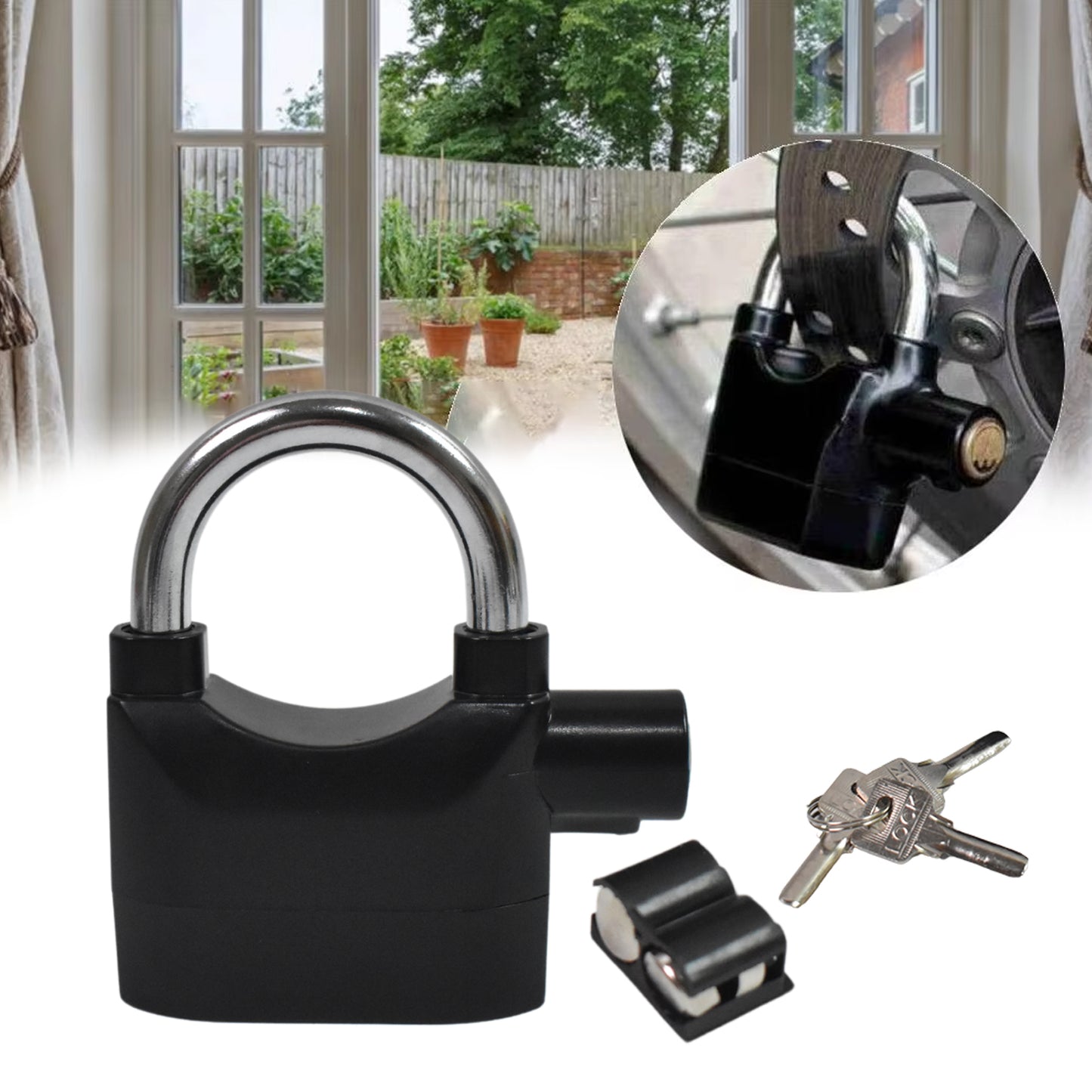 Plastic Body Waterproof Siren Alarm Smart Alarm Lock 3 Keys (1 Set) - Happy Price - Image 3