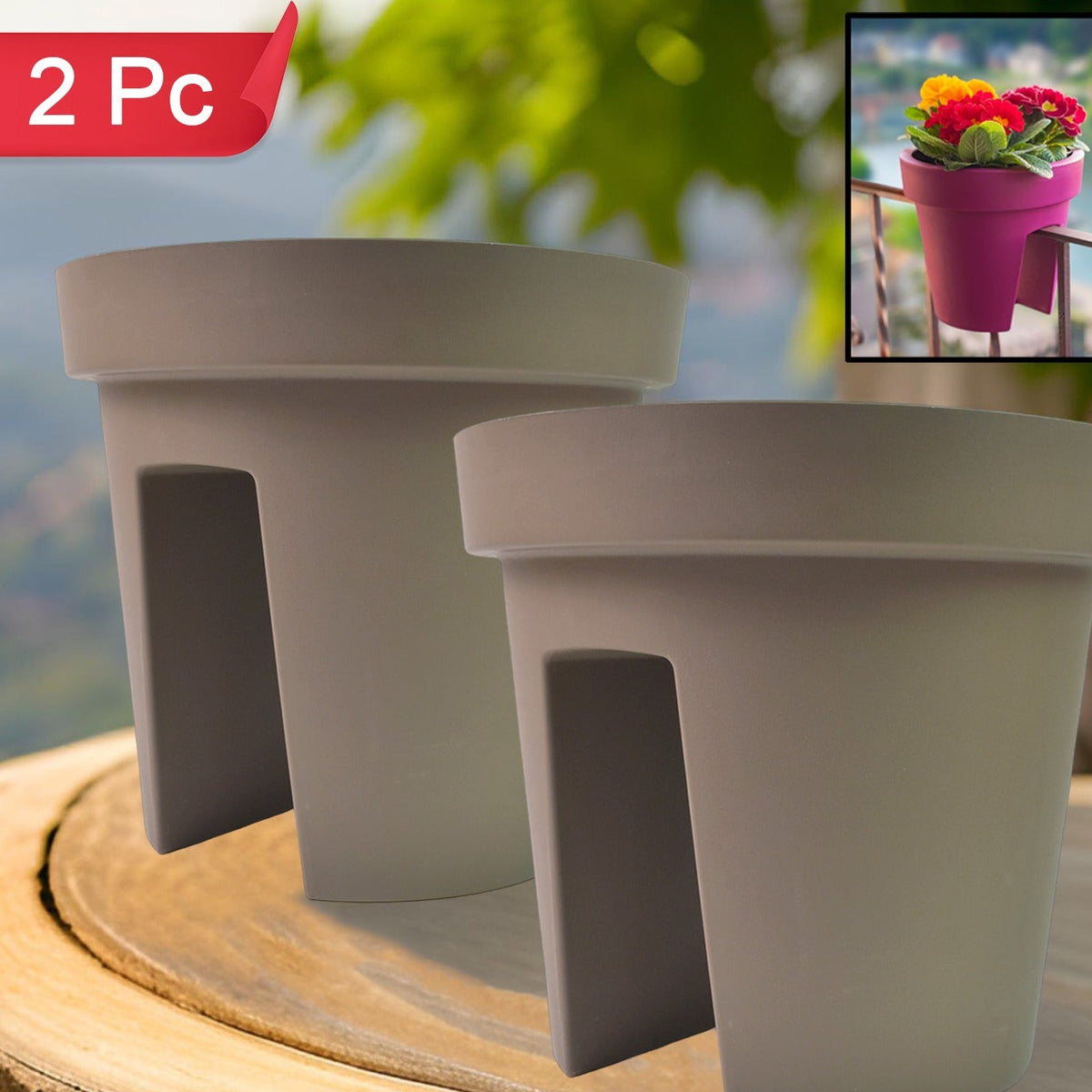 Creative Flower Pot Balcony Flower Pot Holder (2 Pc) - Happy Price - Image 1