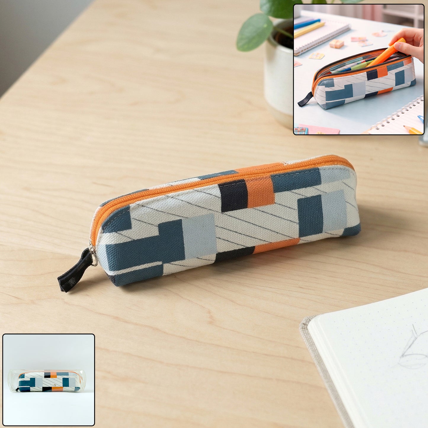Fabric Zipper Pencil Pouch - 1 Pc Multipurpose Stationery Organizer - Great Price - Image 2