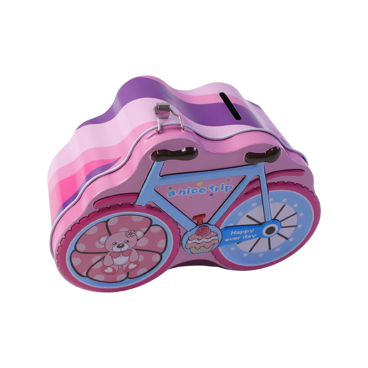 Bicycle Piggy Bank with Lock and Key - 1 Pc - Great Price - Image 4