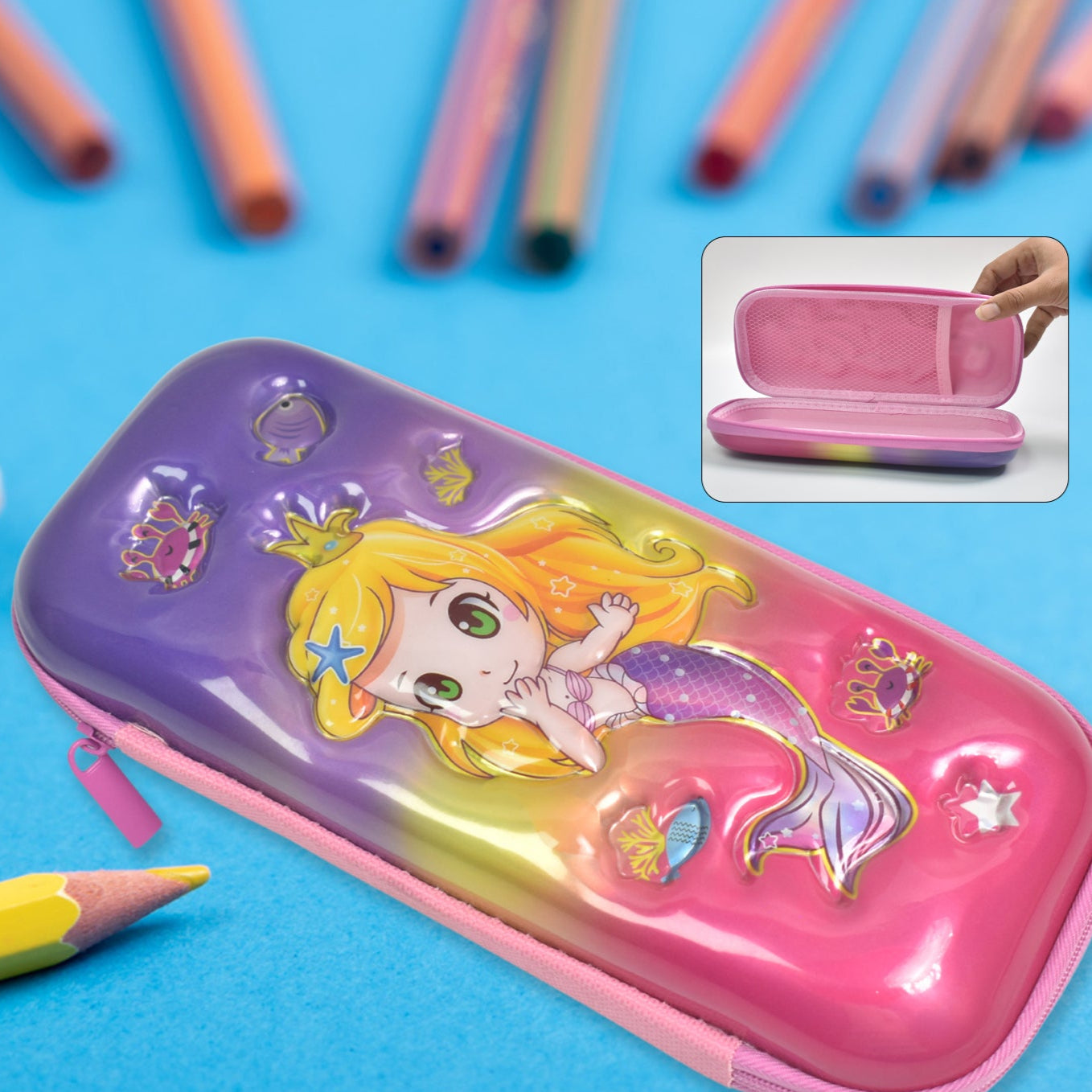 3d Cartoon Zipper Compass Box Pencil Box (1 Pc) - Happy Price - Image 1