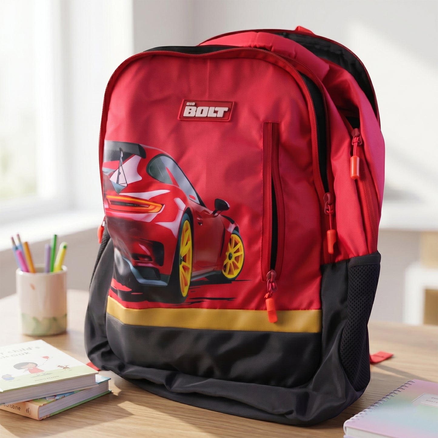 19-inch Kids School Backpack with Car Graphic - Durable & Spacious - Great Price - Image 3