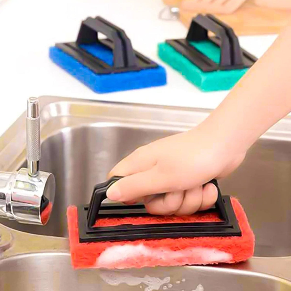 Handle Scrubber Brush Widely Used By All Types Of Peoples For Washing Utensils And Stuffs In All Kinds Of Bathroom And Kitchen Places Etc. - Happy Price - Image 2