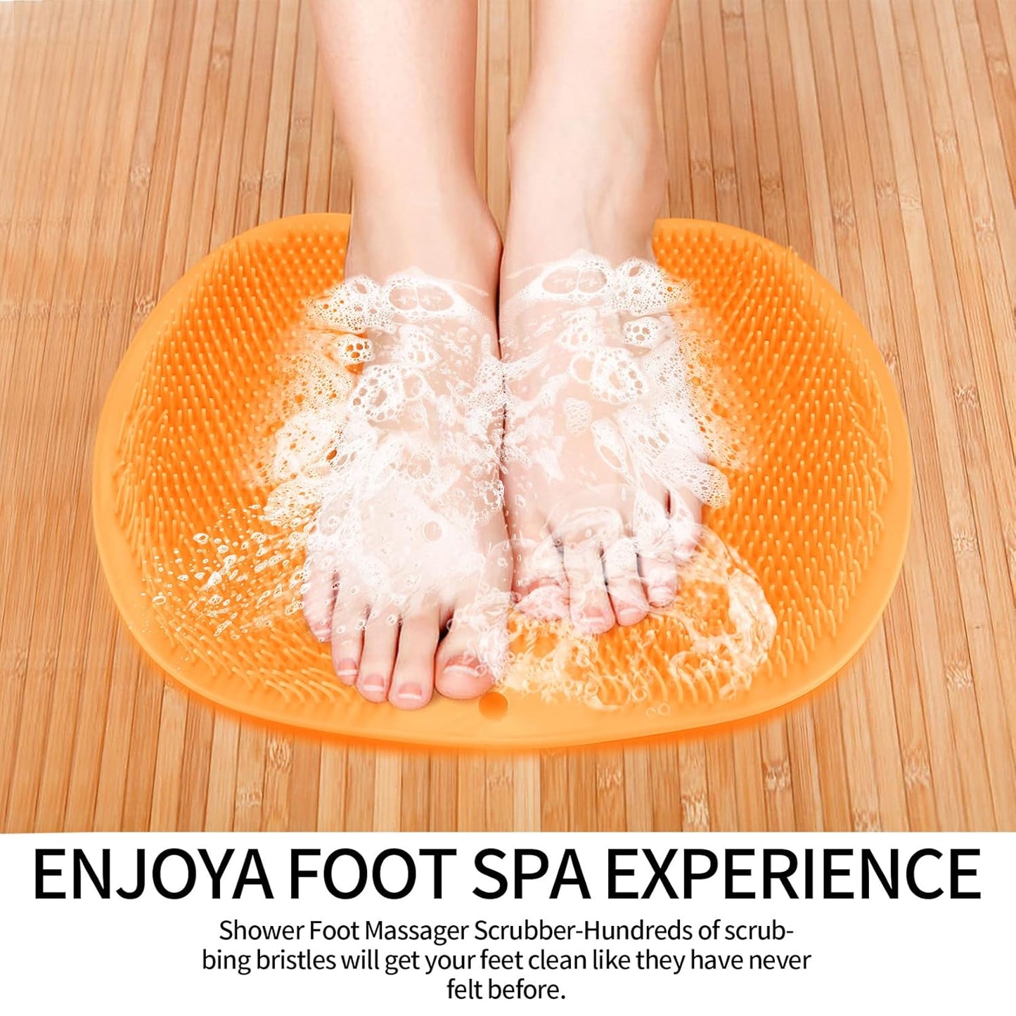 Yellow Silicone Foot Scrubber Mat with Suction Cups for Shower - Happy Price - Image 5