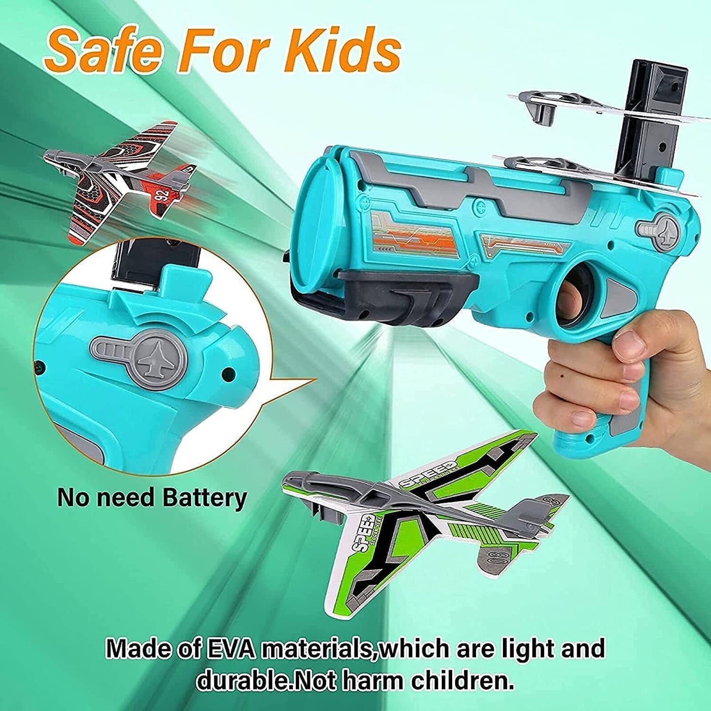 Airplane Launcher Gun Toy With Foam Glider Planes Outdoor Games For Children Best Aeroplane Toys For Kids Air Battle Gun Toys ( 5 Plane Include ) - Happy Price - Image 3