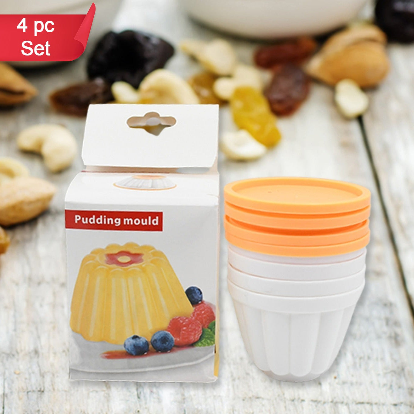 Pudding Molds Custard Mould Mould For Jelly Ice Creams Set Of 4 Cups With Lid - Happy Price - Image 1
