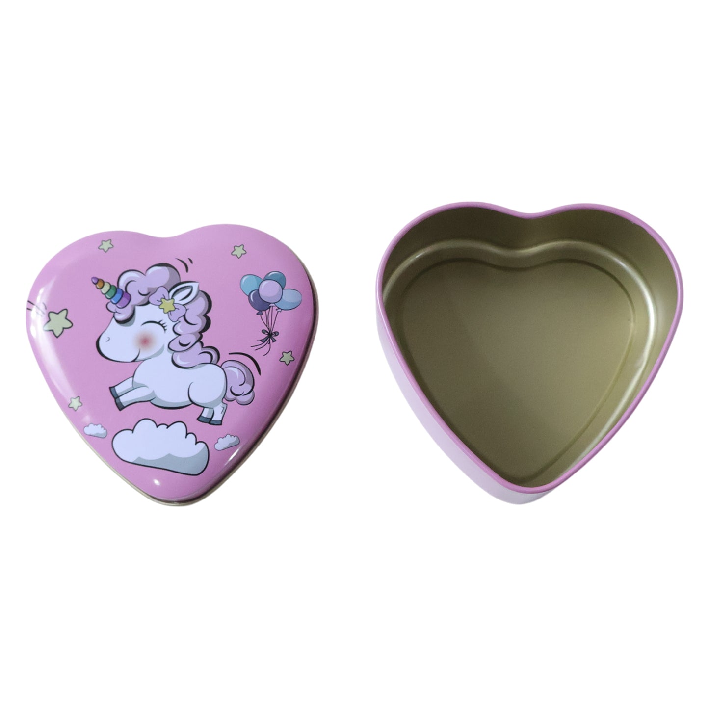 Heart Shaped Unicorn Print Storage Box - 1 Pc Decorative Metal Tin for Gifts & Small Items - Happy Price - Image 4