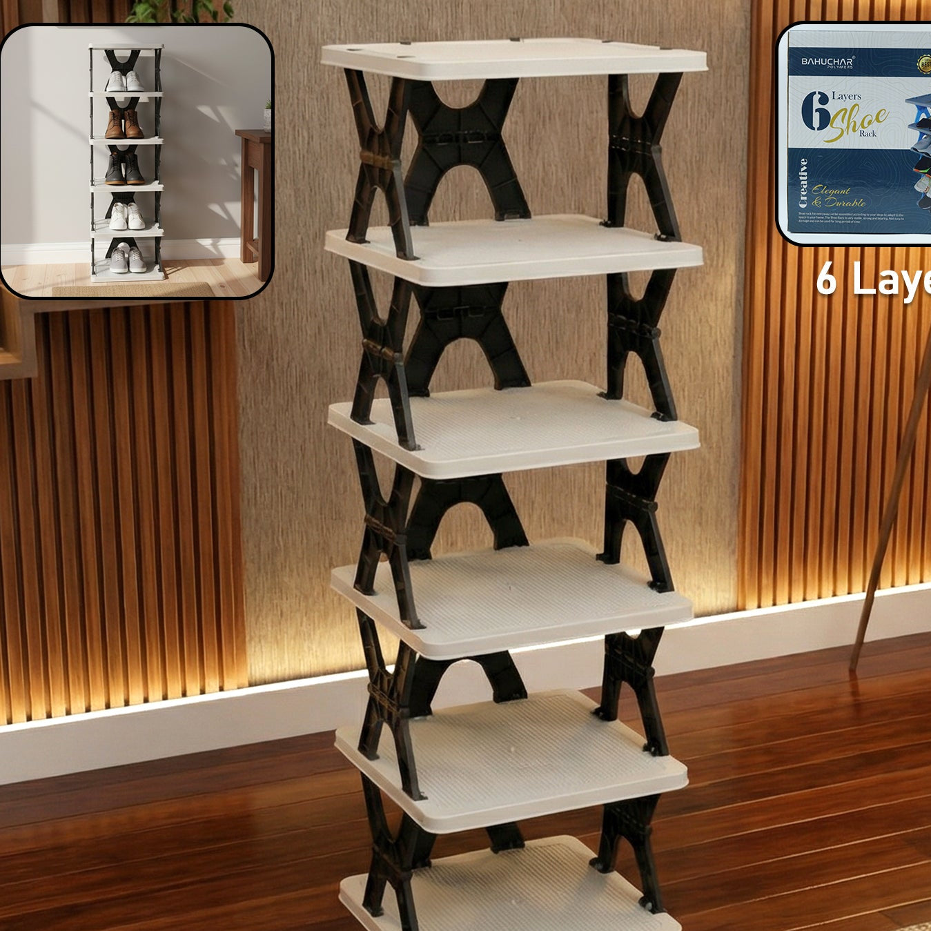 6 Tier Rectangular Shoe Rack Organizer for Home Entryway - Happy Price - Image 1