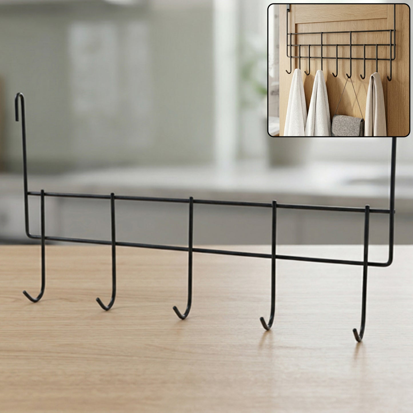 Metal 5 Hook Over-the-Door Rack - 1 Pc Hanging Organizer - Great Price - Image 2