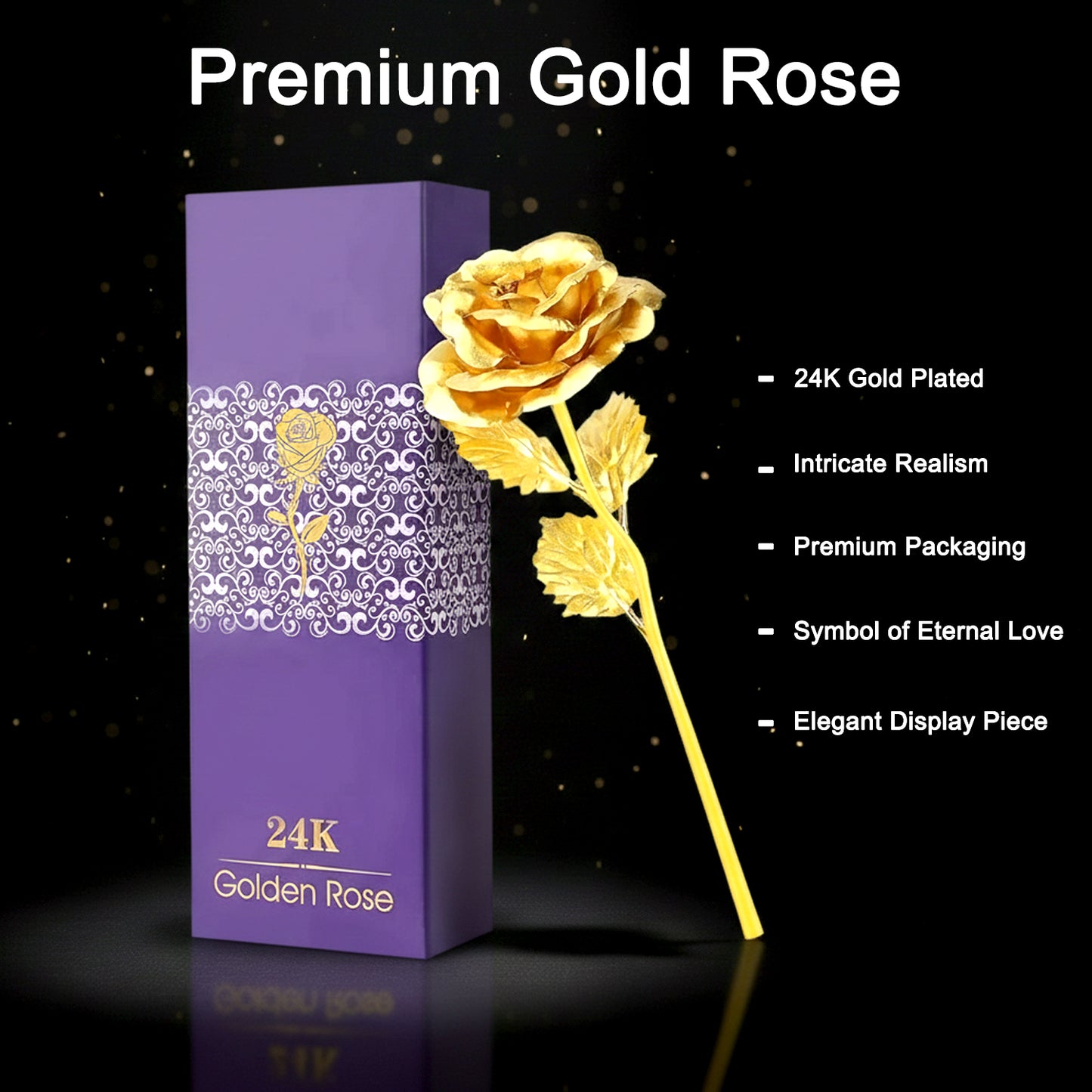 Artificial Golden Rose with Premium Gift Box - Eternal Love Decor - Happy Price - Image 2