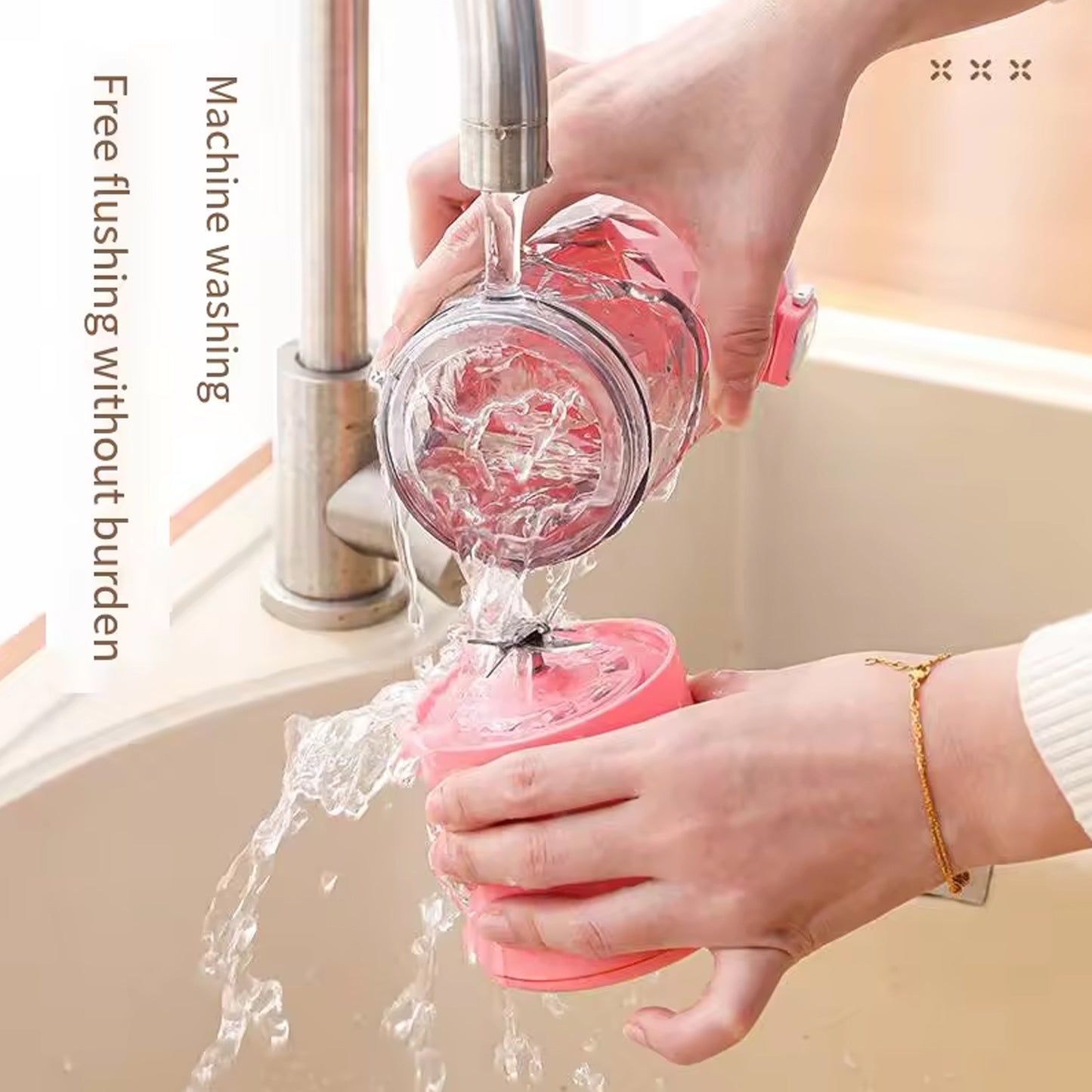 Portable USB Rechargeable Juicer Blender, 600ml, 8 Blades, Multicolor Light - Happy Price - Image 6