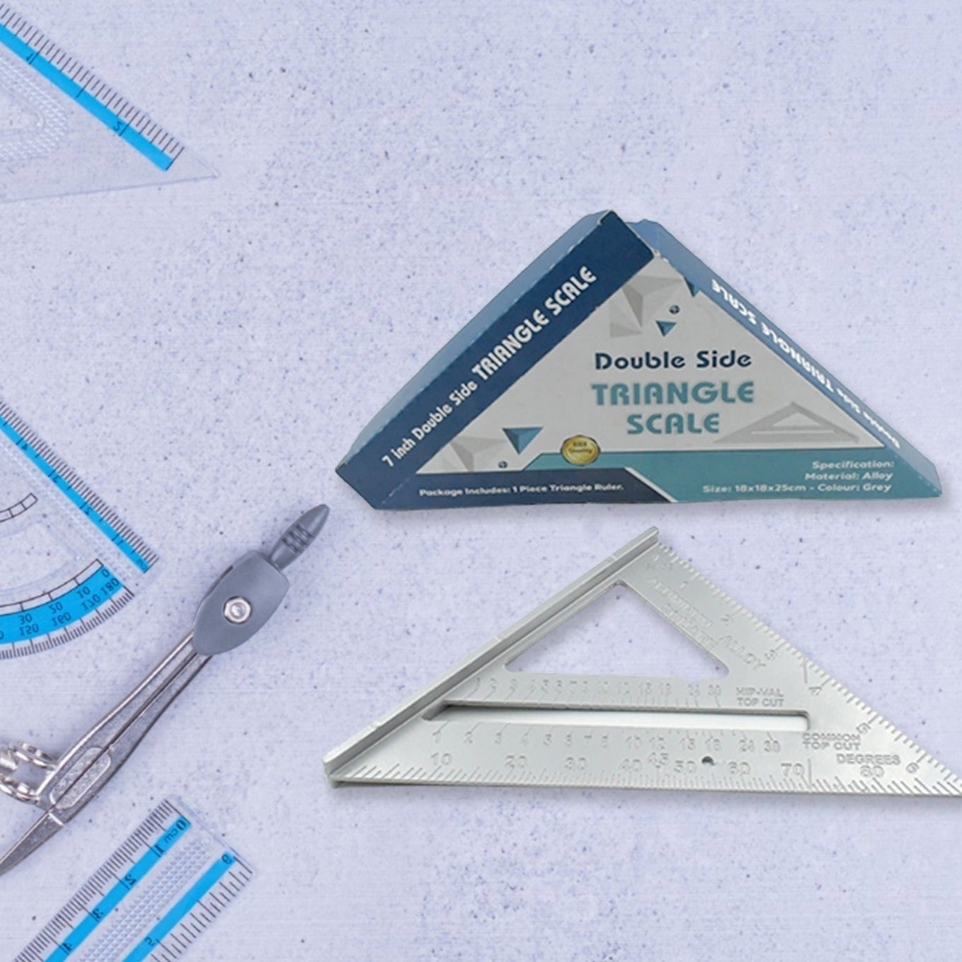 Double Side Scale Triangle Measurement Hand Tool 45 Degree Triangle Ruler Home For Industry Aluminum Alloy Rafter Square 7-inch Length - Happy Price - Image 1