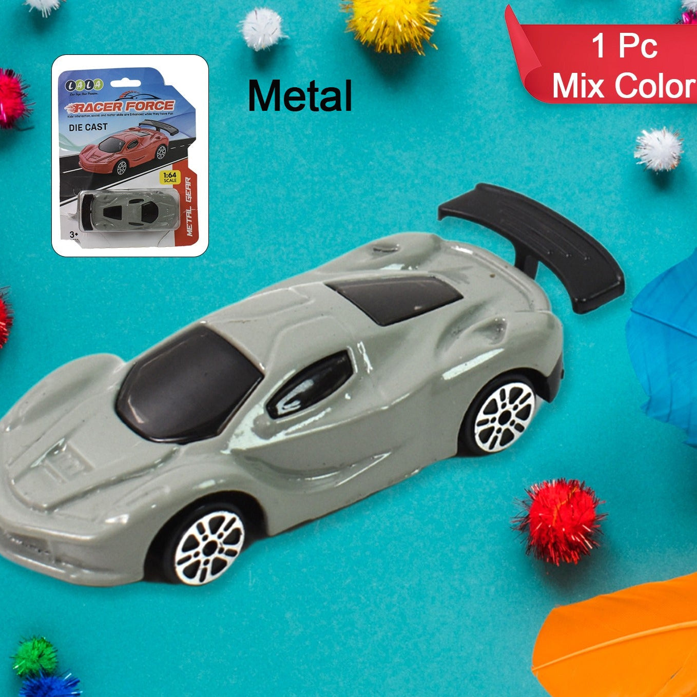 Metal Mini Car Toy Free Wheel Toy Vehicle (Multicolor 1 Pc) - Happy Price - Image 1