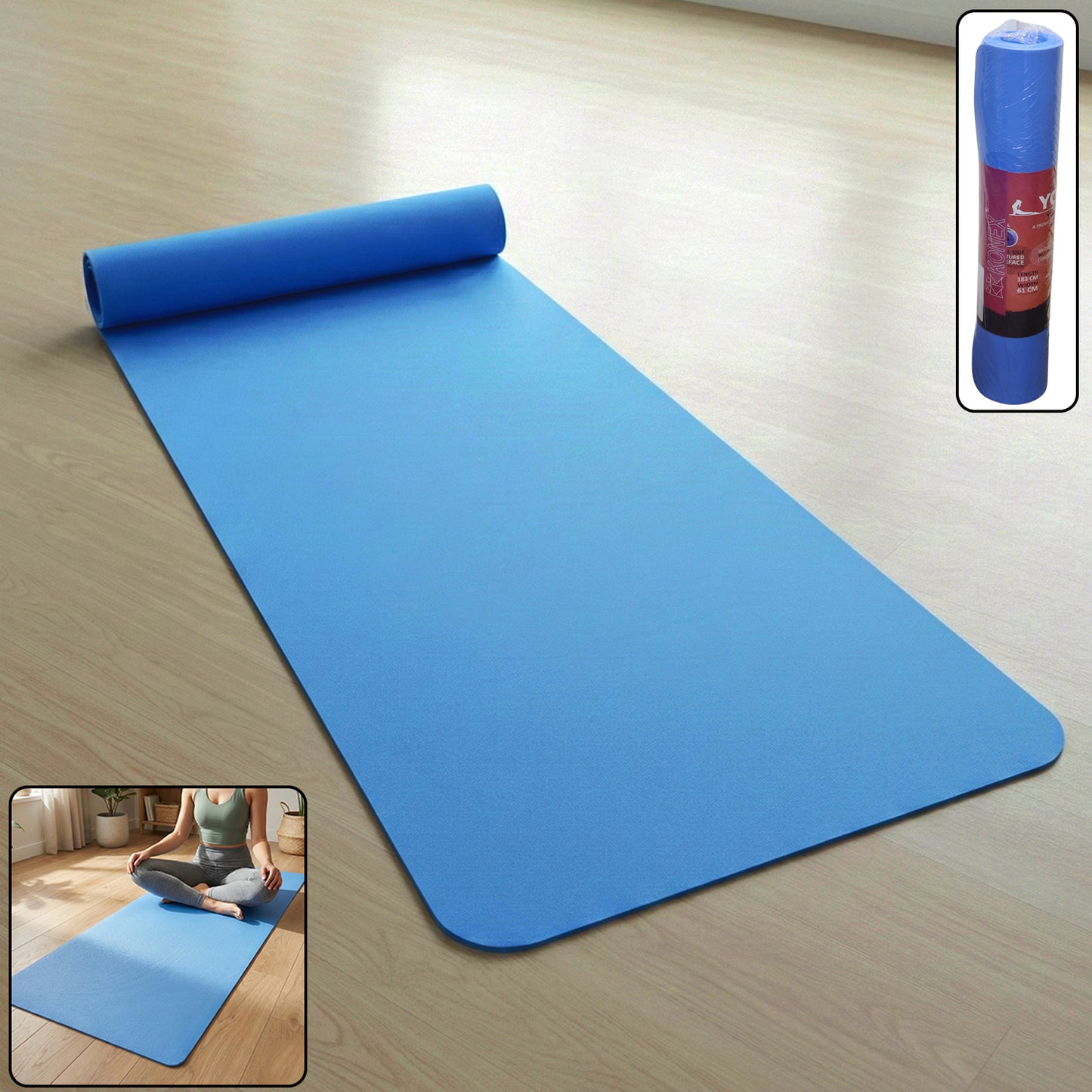 Non-Slip Yoga Mat for Home & Gym - 183x61 cm Blue Exercise Mat (1 Pc) - Great Price - Image 2
