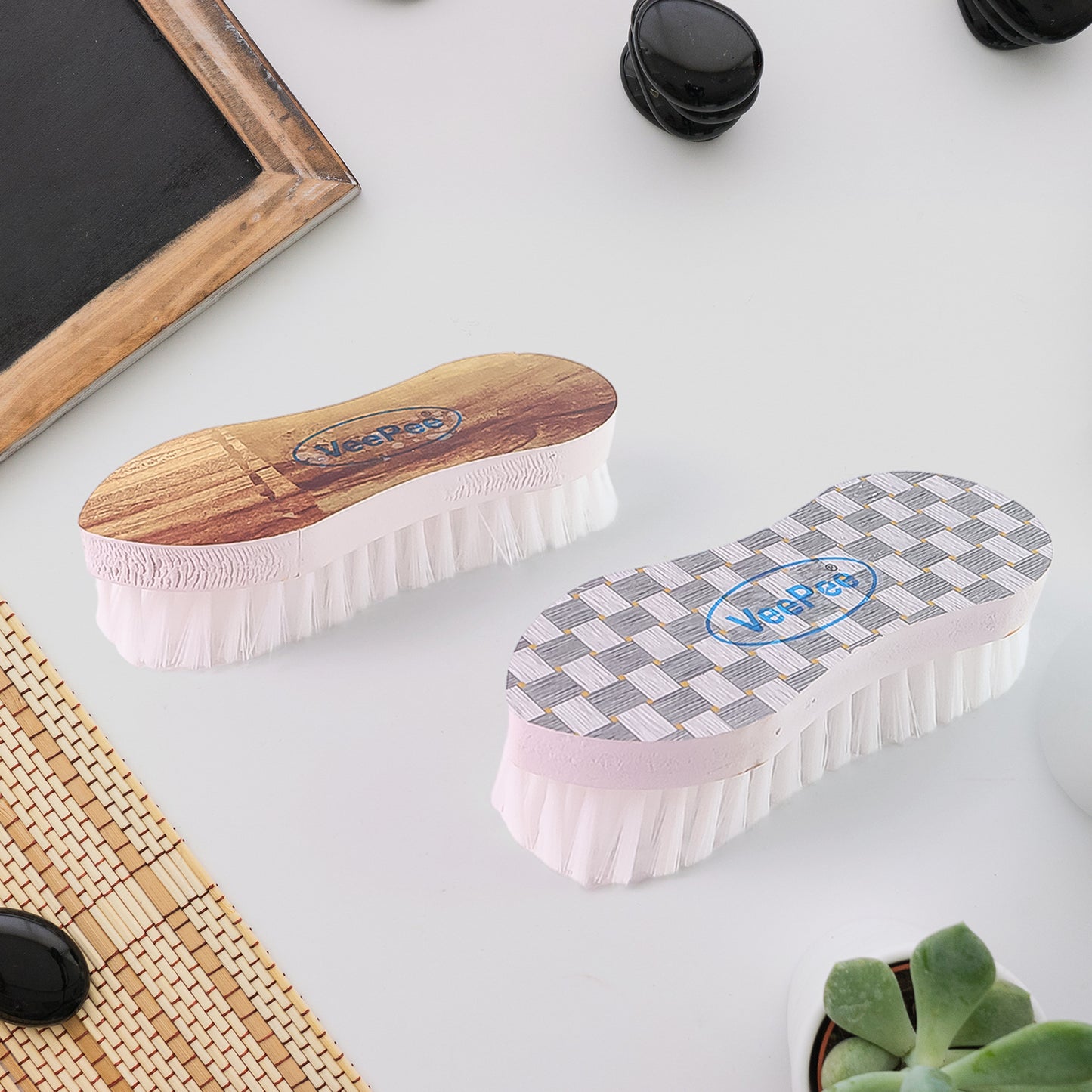 Ergonomic Curved Laundry Brush Set, 4 Pcs - Durable Plastic with Nylon Bristles for Clothes & Shoes - Happy Price - Image 3