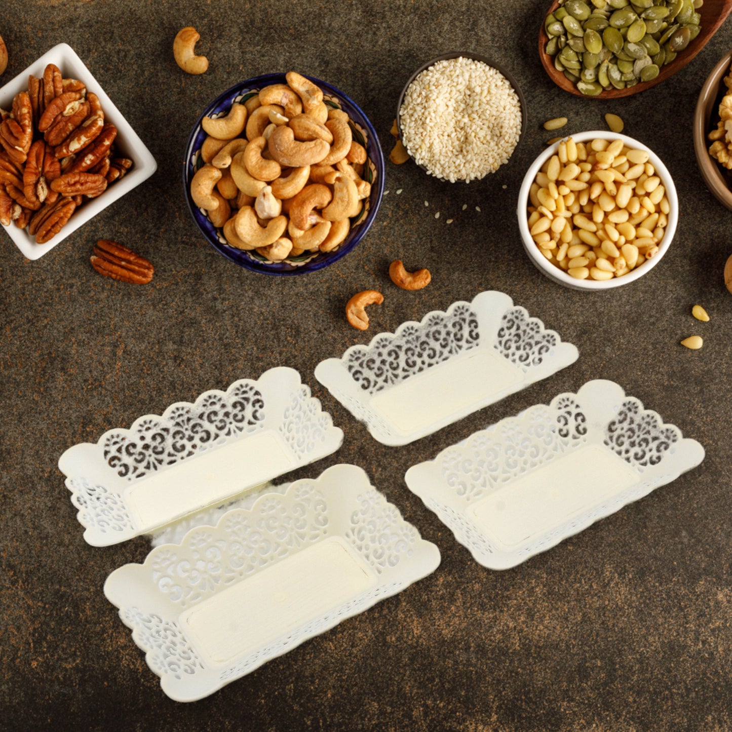 Rectangle Plastic Dinner Plate Snacks Breakfast Restaurant Serving Trays Home School Coffee Hotel Kitchen Office (8 Pcs Set) - Happy Price - Image 3