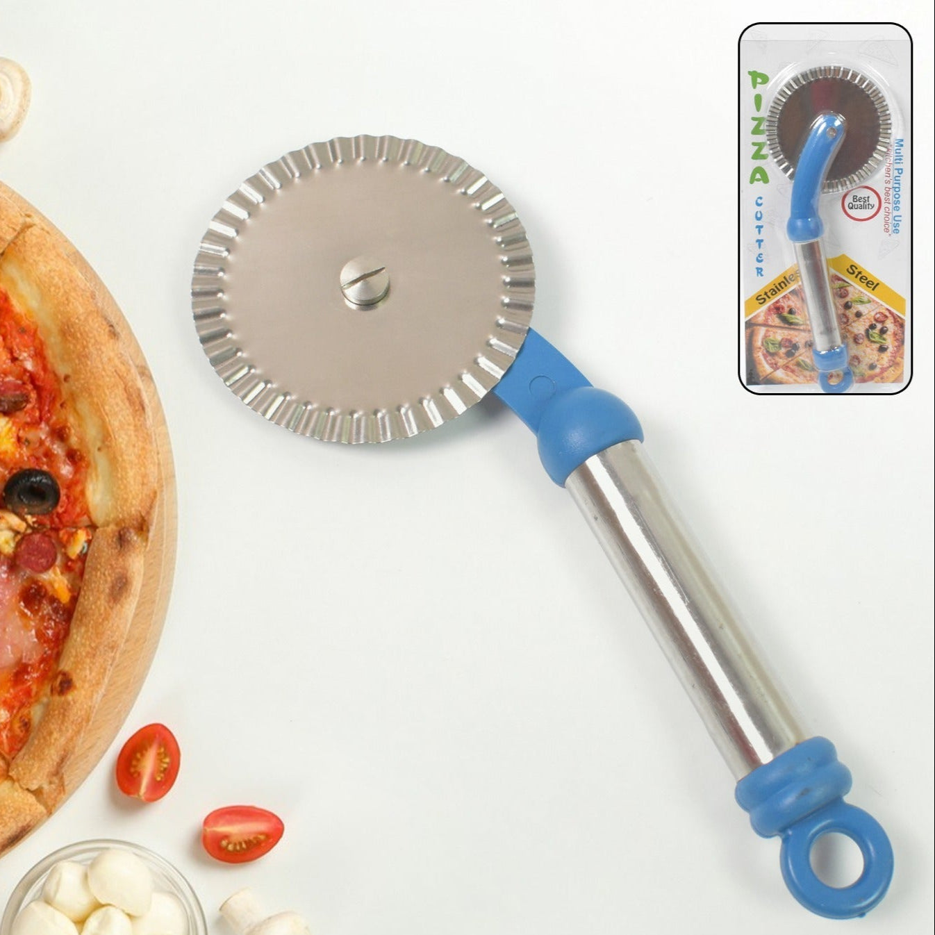 Multi Purpose Use Curly Pizza Cutter Pastry Cutter Sandwiches Cutter (1 Pc) - Happy Price - Image 1