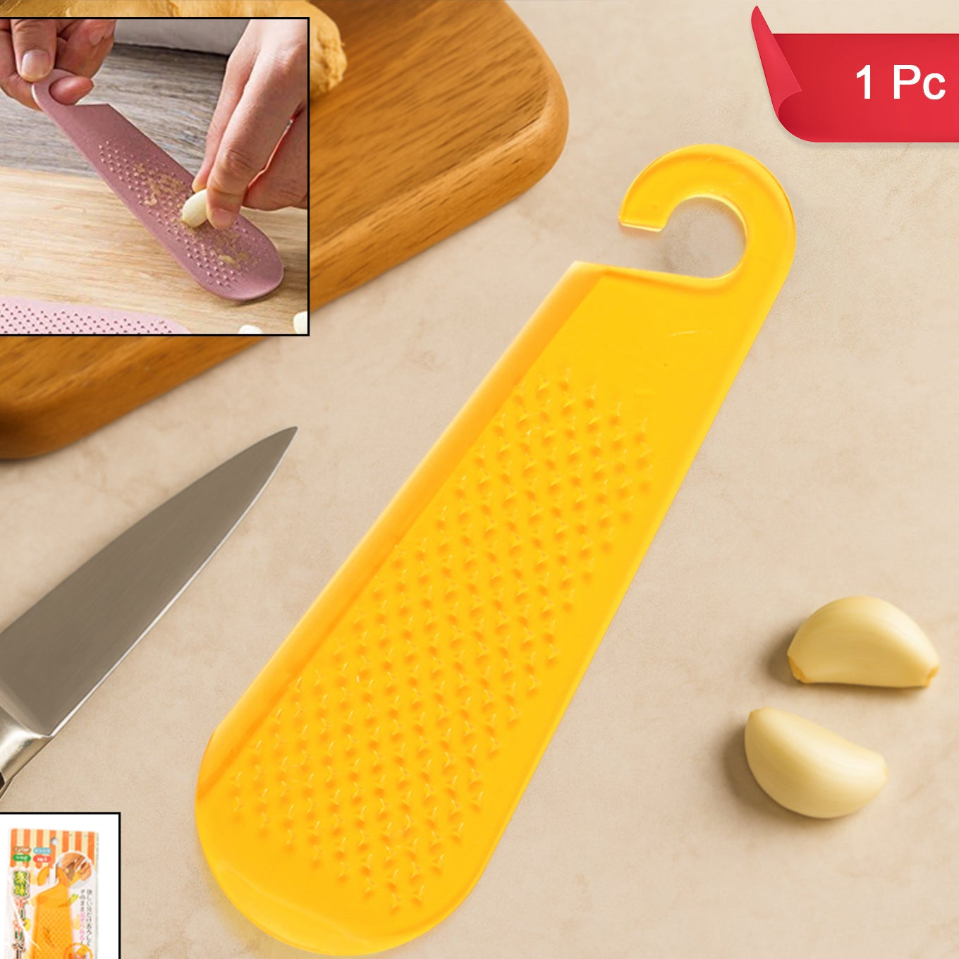 Multipurpose Garlic And Ginger Grater Peeler Tool With Hanging Hook 1 Pc - Happy Price - Image 1