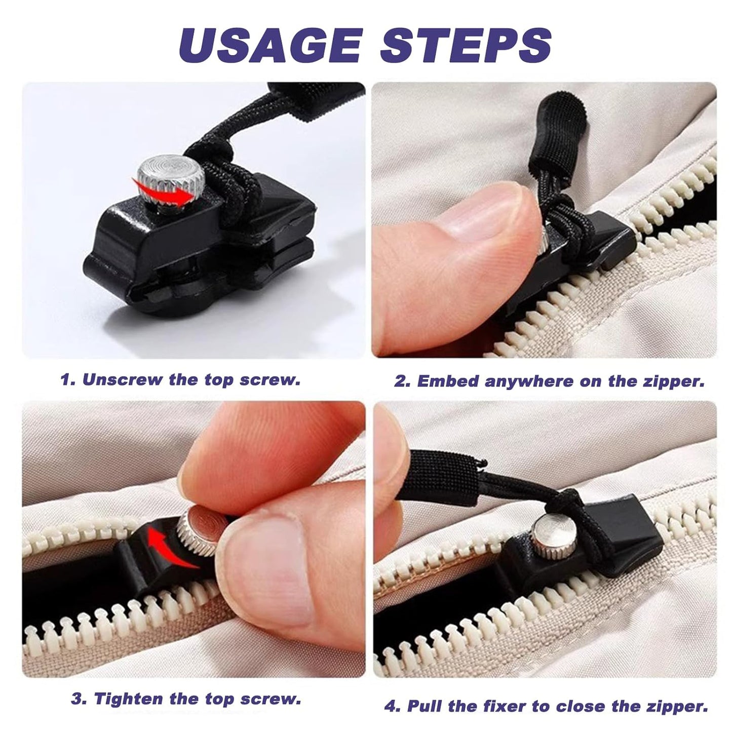 10 Pc Medium Detachable Zipper Slider Repair Kit - Happy Price - Image 7
